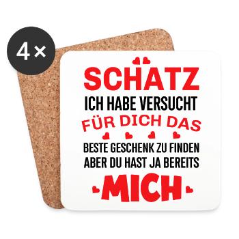 Schatz Ich Habe Versucht Das Beste Geschenk - Untersetzer (4er-Set) - Weiß - Vorne
