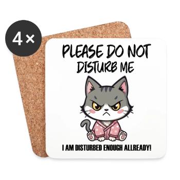 Ne me dérange pas un drôle de chat en colère böse Katze - Dessous de verre (lot de 4) - blanc - Devant