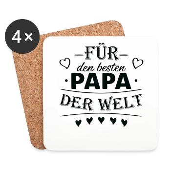 Für den besten Papa der Welt Vatertag bester Vater - Untersetzer (4er-Set) - Weiß - Vorne
