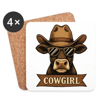 COW-GIRL – Die frechste Kuh auf der Weide - Untersetzer (4er-Set) - Weiß - Vorne