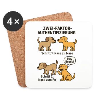 Détection des chiens Authentification à deux facteurs - Dessous de verre (lot de 4) - blanc - Devant