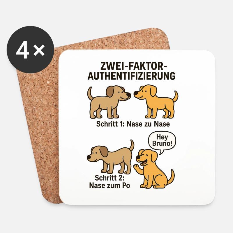 Hunde Erkennung Zwei Faktor Authentifizierung - Untersetzer (4er-Set) - Weiß