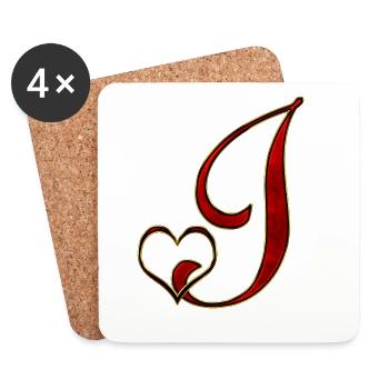 Rose Gold J-Heart Monogram - Coasters (set of 4) - white - Front