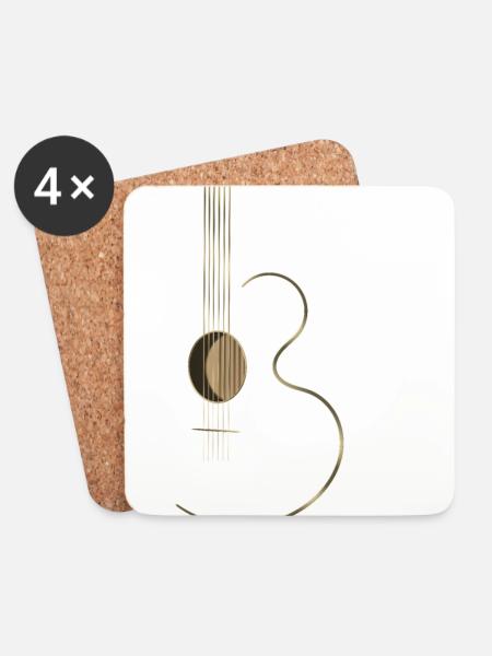Acoustic Guitar Logo - Coasters (set of 4) - white
