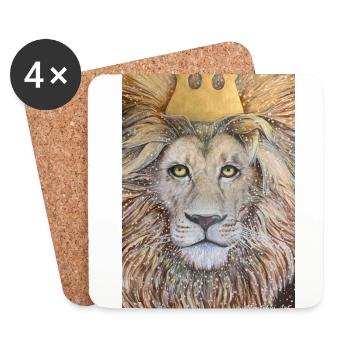 King. Lion with golden crown. - Coasters (set of 4) - white - Front