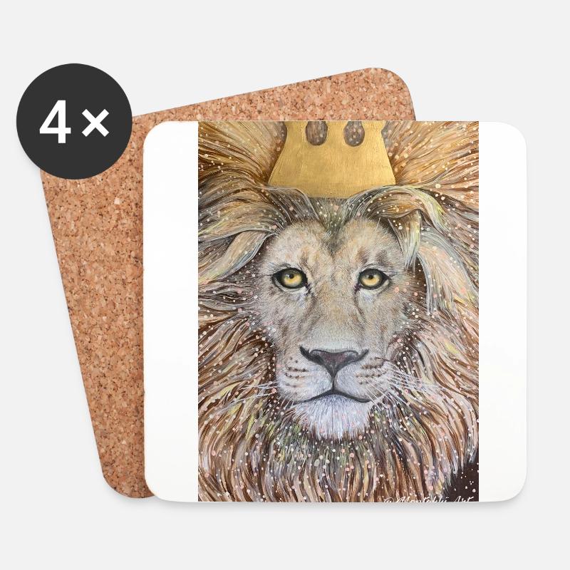 König. Löwe mit goldener Krone. - Untersetzer (4er-Set) - Weiß