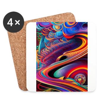 Abstrakte Kunst - Untersetzer (4er-Set) - Weiß - Vorne
