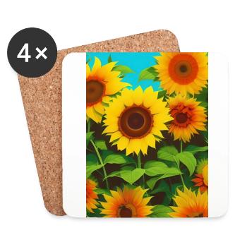 Sunflowers - Coasters (set of 4) - white - Front