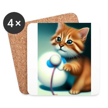 Little Cute Baby Cat - Coasters (set of 4) - white - Front