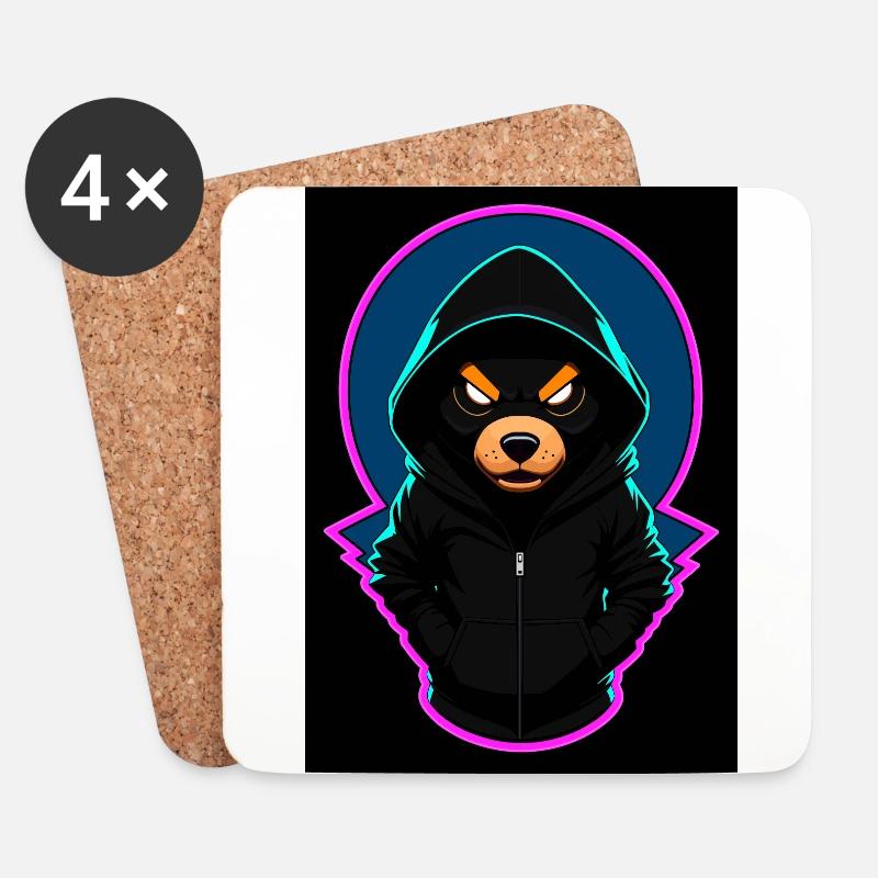 Böser Teddybär Mit Hoodie - Untersetzer (4er-Set) - Weiß