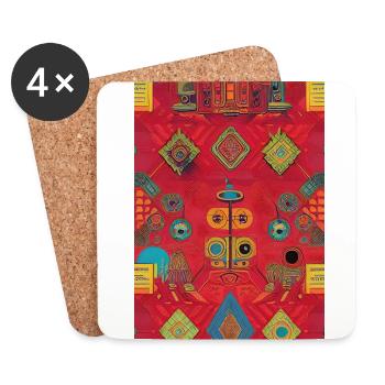 Modèle rétro - Dessous de verre (lot de 4) - blanc - Devant