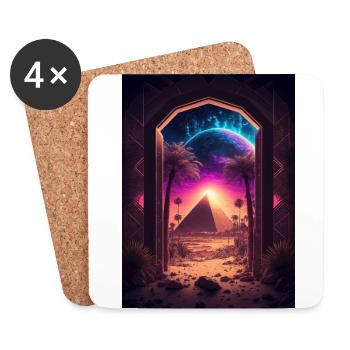 Retro-Futurismus Letzte Oase: Eine antike Pyramide - Untersetzer (4er-Set) - Weiß - Vorne