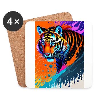 Colorful Art Potrait Tiger 1 - Coasters (set of 4) - white - Front