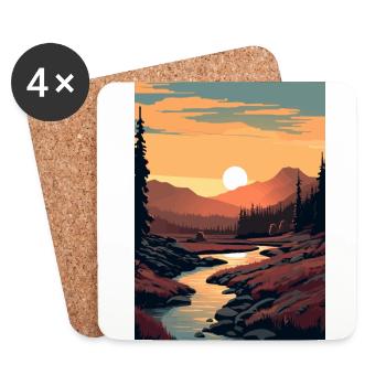 Creek Forest Sunset - Coasters (set of 4) - white - Front