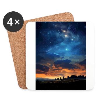 Forêt du ciel nocturne - Dessous de verre (lot de 4) - blanc - Devant