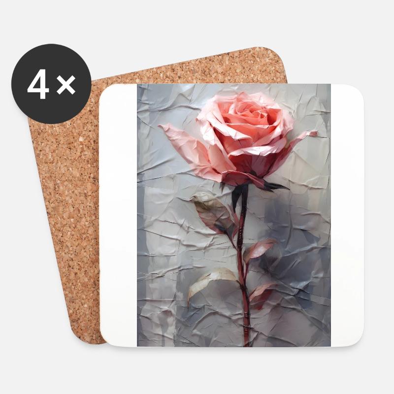 Rose - Untersetzer (4er-Set) - Weiß