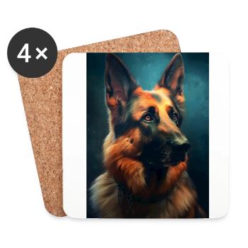 German Shepherd Dog Malinois Dog - Coasters (set of 4) - white - Front