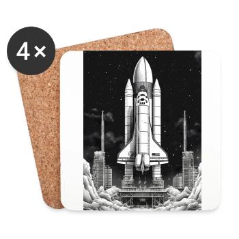Astronaute de fusée Espace - Dessous de verre (lot de 4) - blanc - Devant