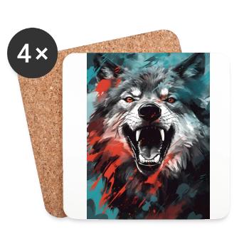 Wolf Face Fire - Coasters (set of 4) - white - Front