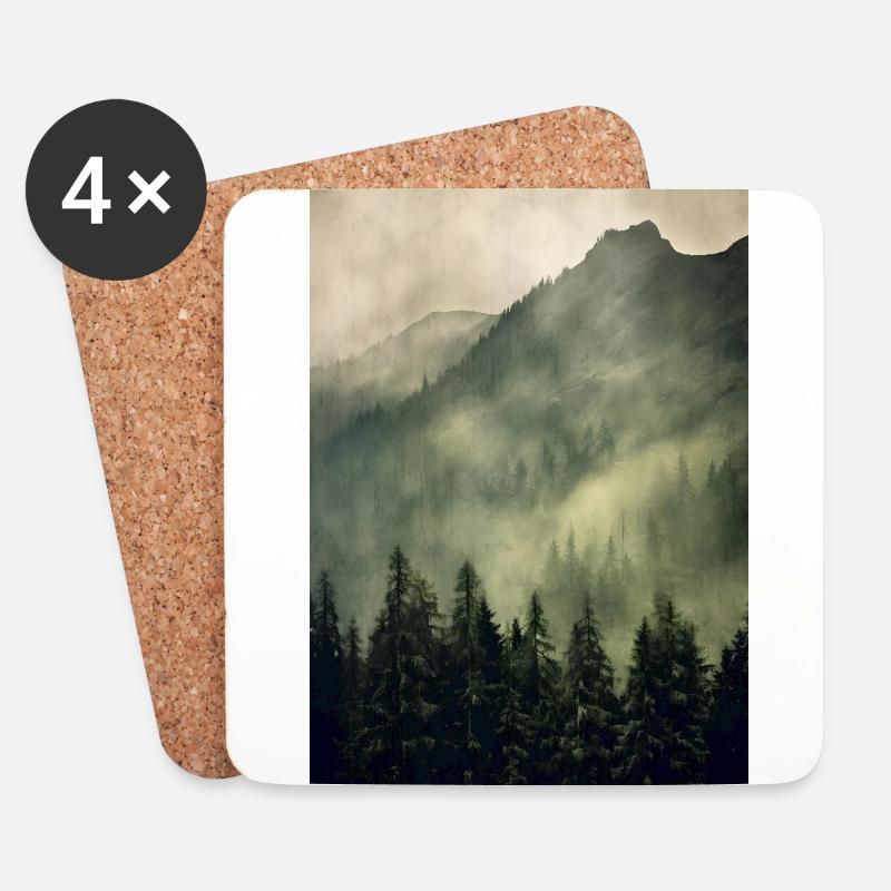 Wald Nebel - Untersetzer (4er-Set) - Weiß