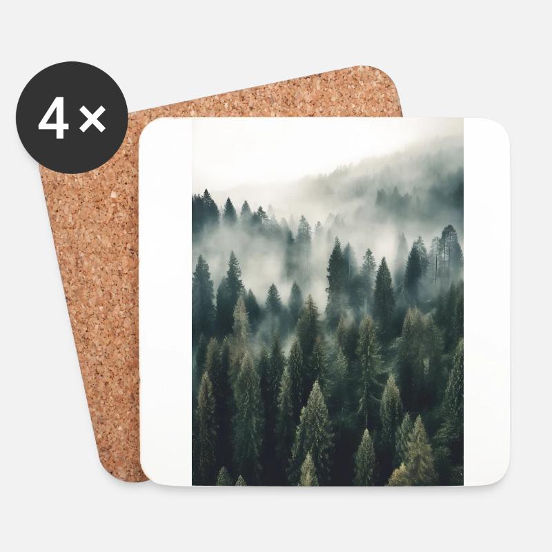 Wald Nebel - Untersetzer (4er-Set) - Weiß