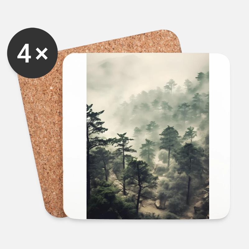 Wald Nebel - Untersetzer (4er-Set) - Weiß