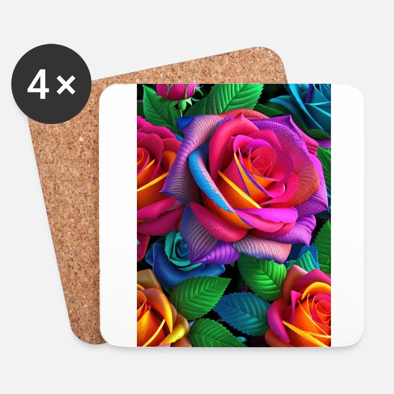Blumen 144 - Untersetzer (4er-Set) - Weiß