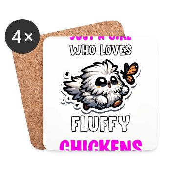 Juste une fille qui aime les poulets moelleux Soyeux - Dessous de verre (lot de 4) - blanc - Devant