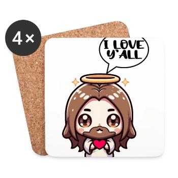 Niedliche Jesus Kawaii Geschenk Christliches Mädchen - Untersetzer (4er-Set) - Weiß - Vorne