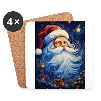 Père Noël - Dessous de verre (lot de 4) - blanc - Devant