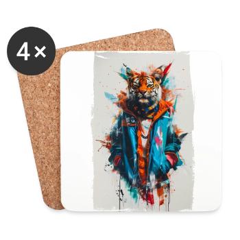 Colorful Tiger - Coasters (set of 4) - white - Front