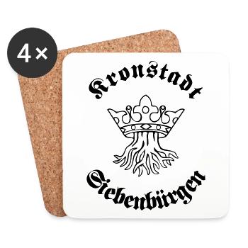 Kronstadt in Siebenbürgen - Wurzel mit Krone - Untersetzer (4er-Set) - Weiß - Vorne