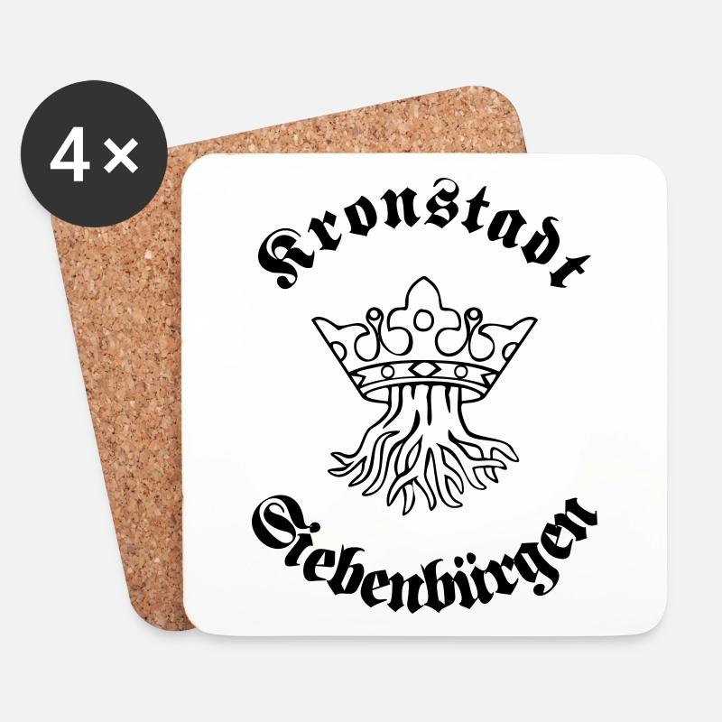 Kronstadt in Siebenbürgen - Wurzel mit Krone - Untersetzer (4er-Set) - Weiß