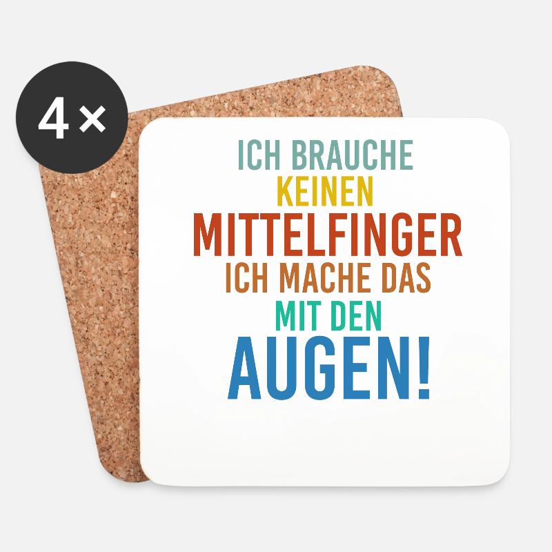 Sprüche Mittelfinger - Untersetzer (4er-Set) - Weiß