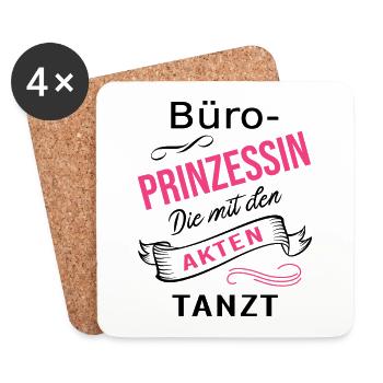 Sekretärin Büroprinzessin Sachbearbeiterin - Untersetzer (4er-Set) - Weiß - Vorne