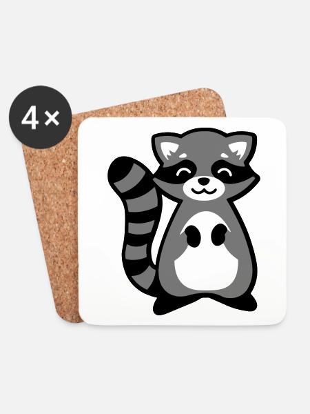 Waschbär Tierkind Geschenkidee raccoon gift idea - Untersetzer (4er-Set) - Weiß