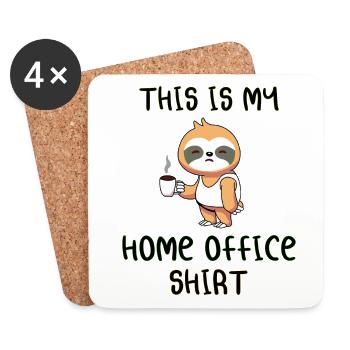 Faultier Homeoffice This Is My Home Office T-Shirt - Untersetzer (4er-Set) - Weiß - Vorne