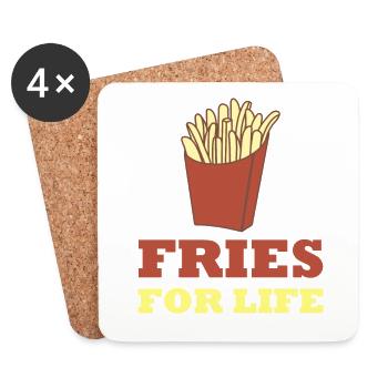 Pommes Fries for life - Coasters (set of 4) - white - Front