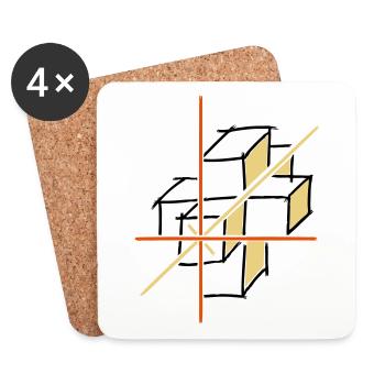 Système de coordonnées. axes x-y-z. Des dés. - Dessous de verre (lot de 4) - blanc - Devant