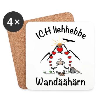Wandern Schaf lustig geschrieben - Untersetzer (4er-Set) - Weiß - Vorne