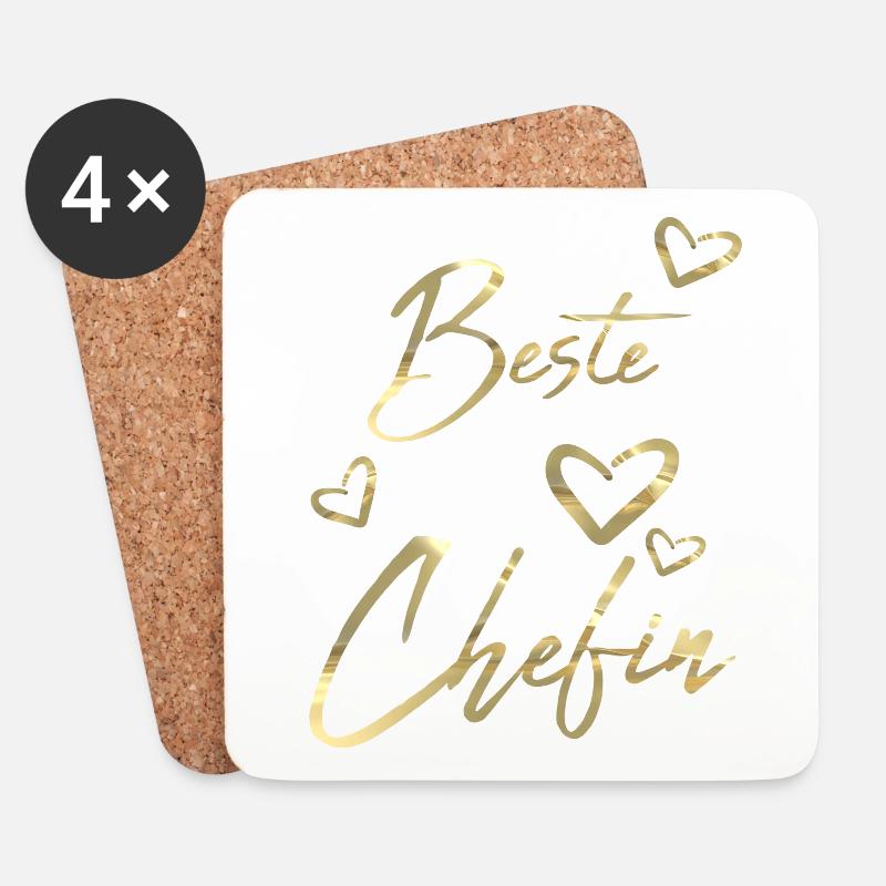 Beste Chefin - Untersetzer (4er-Set) - Weiß