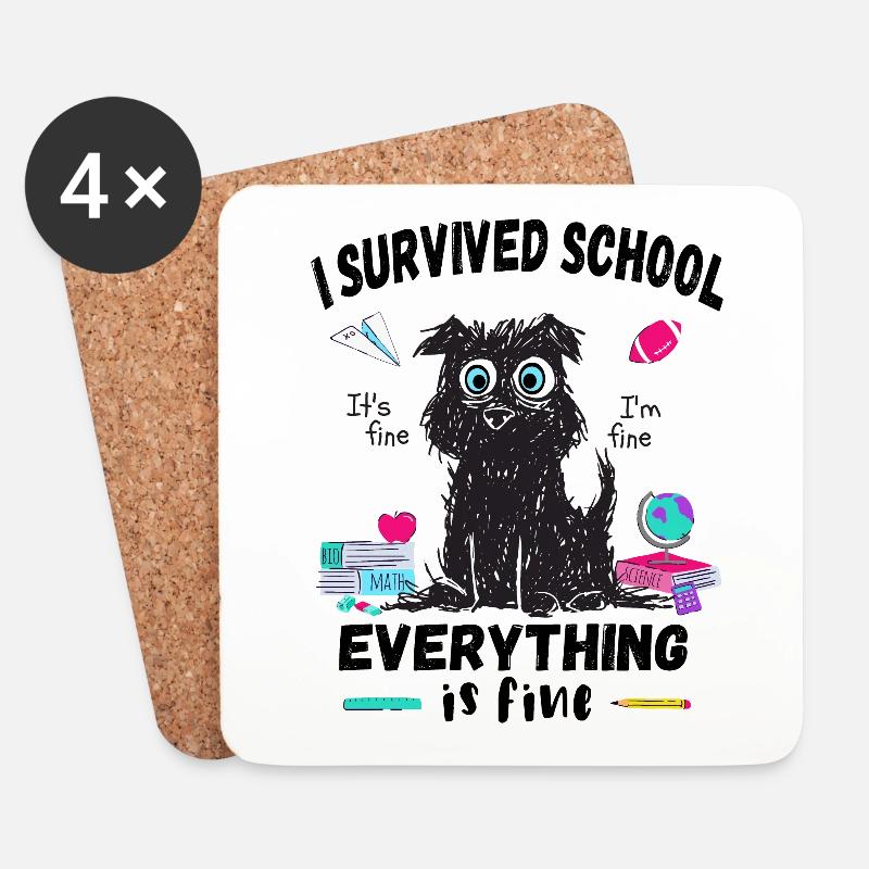 Letzter Schultag, Ich habe die Schule überlebt - Untersetzer (4er-Set) - Weiß