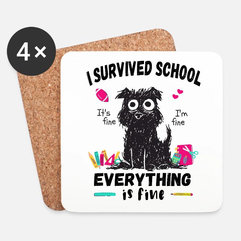 Letzter Schultag, Ich habe die Schule überlebt - Untersetzer (4er-Set) - Weiß