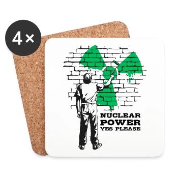 Nuclear Power Yes Please, Yes to Nuclear Energy - Coasters (set of 4) - white - Front