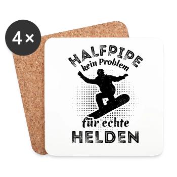 Snowboard, Halfpipe, Wintersport, echte Helden - Untersetzer (4er-Set) - Weiß - Vorne