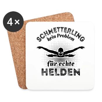 Schmetterling Stil - kein Problem für echte Helden - Untersetzer (4er-Set) - Weiß - Vorne