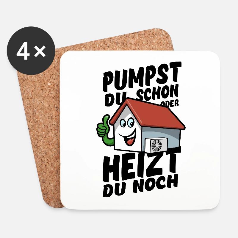 Pumpst du schon oder heizt du noch? - Wärmepumpe - Untersetzer (4er-Set) - Weiß