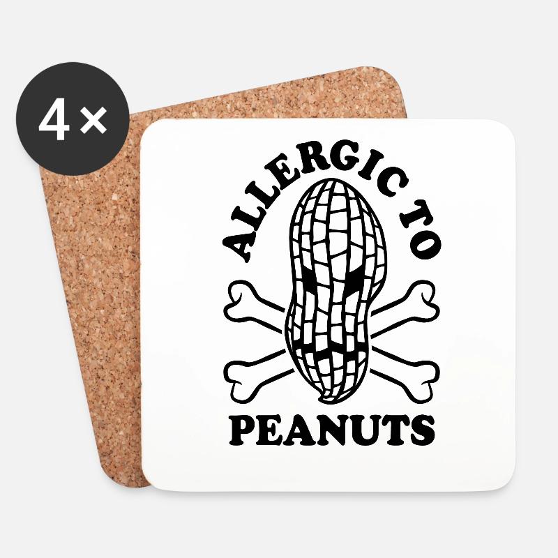 Allergic to Peanuts - Erdnuss Allergie - Untersetzer (4er-Set) - Weiß