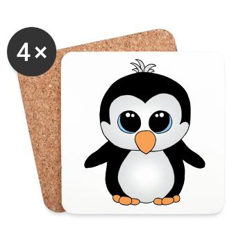 Süßer kleiner Pinguin - Untersetzer (4er-Set) - Weiß - Vorne