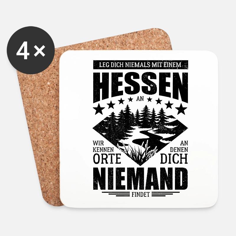 Leg dich nicht mit einem Hessen an - Spruch - Untersetzer (4er-Set) - Weiß